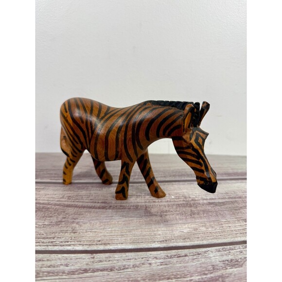 Authentic African Hand-Carved Hand-Painted Wooden Zebra 8" African Art - Picture 4 of 7